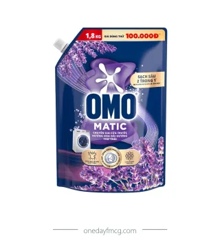 Omo Liquid Detergent Front Load Relaxed Lavender 1.8kg x 4 pouches