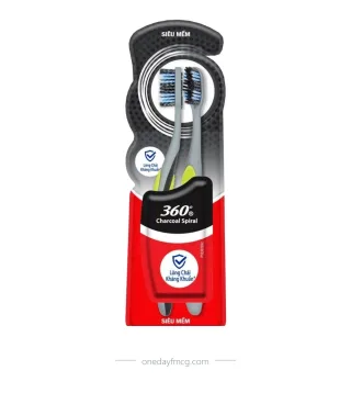 Colgate Toothbrush 360° Charcoal Spiral Pack 2
