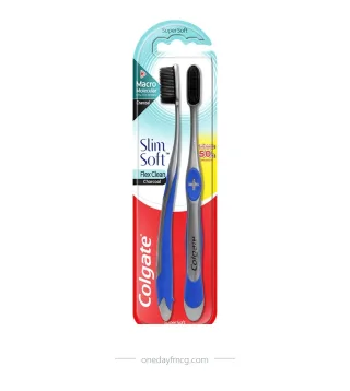 Colgate Toothbrush Slimsoft Flex Clean Charcoal Pack 2
