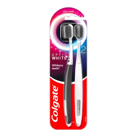 Colgate Toothbrush Optic White Ultra Soft Whitens Teeth Pack 2