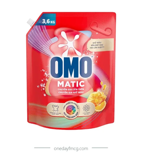 Omo Liquid Detergent Top Load Color Care 3.6kg x 4 pouches