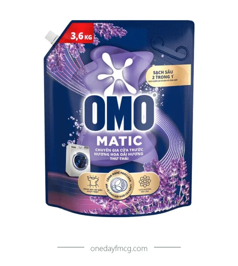 Omo Liquid Detergent Front Load Relaxed Lavender 3.6kg x 4 pouches