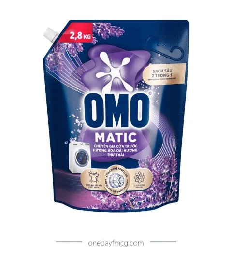 Omo Liquid Detergent Front Load Relaxed Lavender 2.8kg x 4 pouches