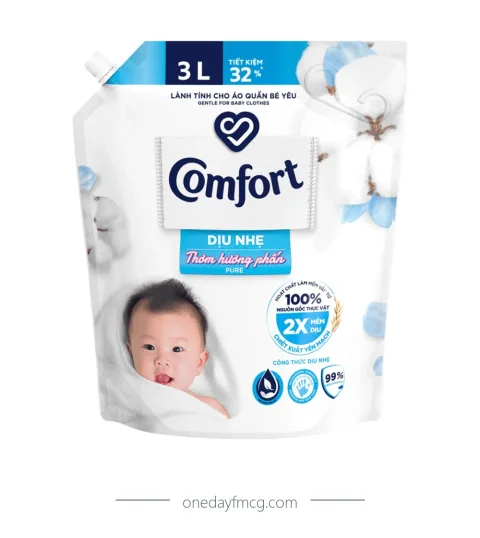 Comfort Gentle Care Fabric Softener Pure 3L x 4 pouches