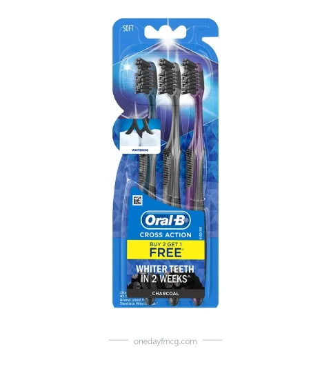 Oral-B Toothbrush Cross Action Charcoal Pack 3