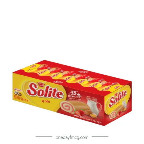 Solite Roll Sponge Cake Strawberry Flavor 360g