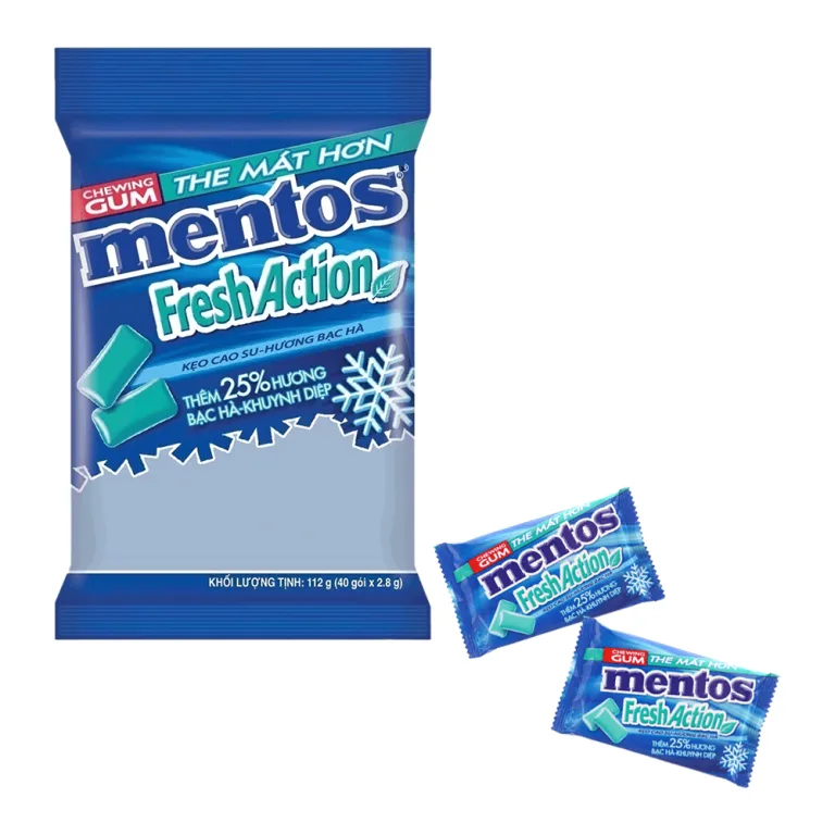 Mentos Fresh Action Chewing Gum Mint 112g