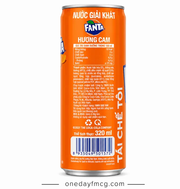 Fanta Orange Flavored Soft Drink 320mL