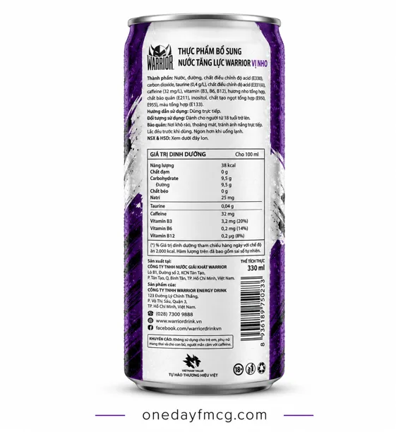 Warrior Grape Energy Drink 330ml