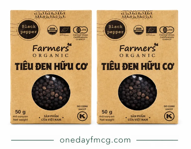 Vipep Farmers Organic Black Pepper 50g x 10 Bags
