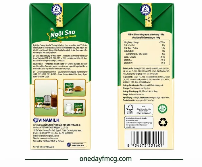 Ngoi Sao Phuong Nam Condensed Milk Box 1.284kg