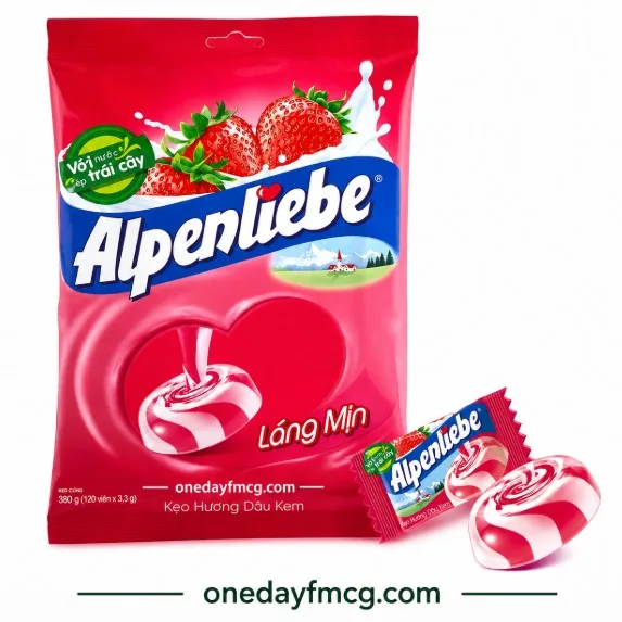 Alpenliebe Strawberry Hard Candy 330g x 24 Bags 