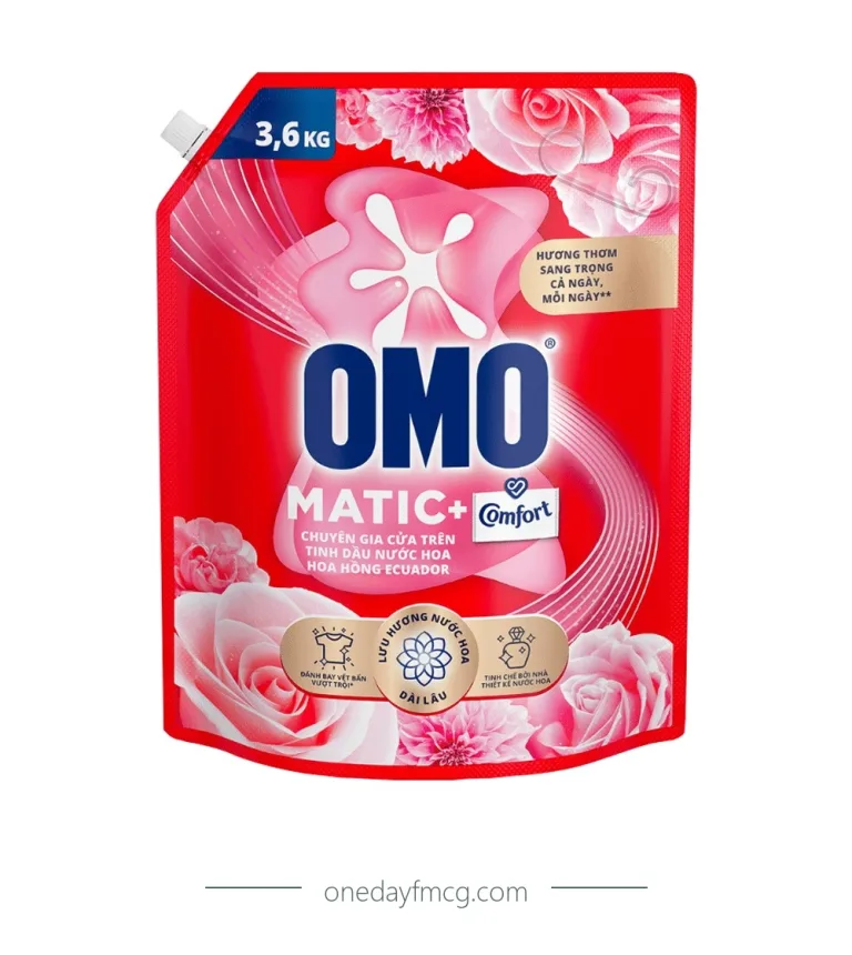 Omo Liquid Detergent Top Load Ecuador Rose Perfume 3.6kg x 4 pouches
