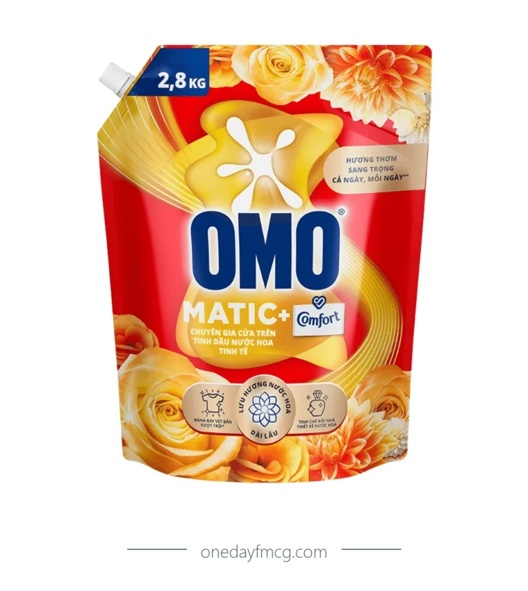 Omo Liquid Detergent Top Load Delicate Perfume 2.8kg x 4 pouches