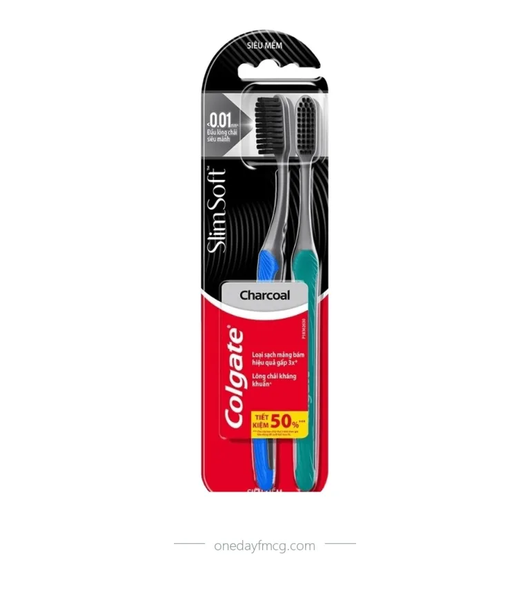 Colgate Toothbrush Slimsoft Charcoal Pack 2
