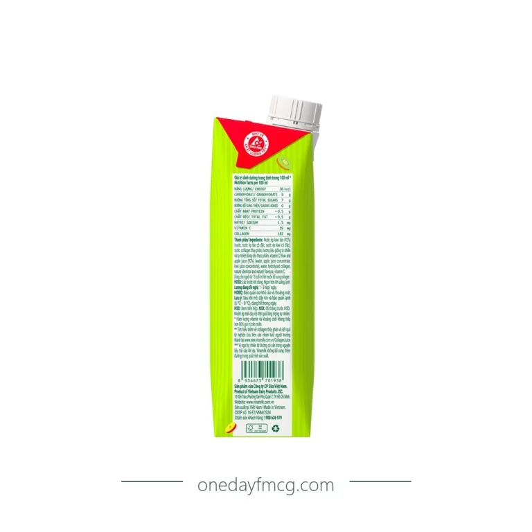 Vinamilk Kiwi Apple Collagen Juice 275mL x 12 boxes