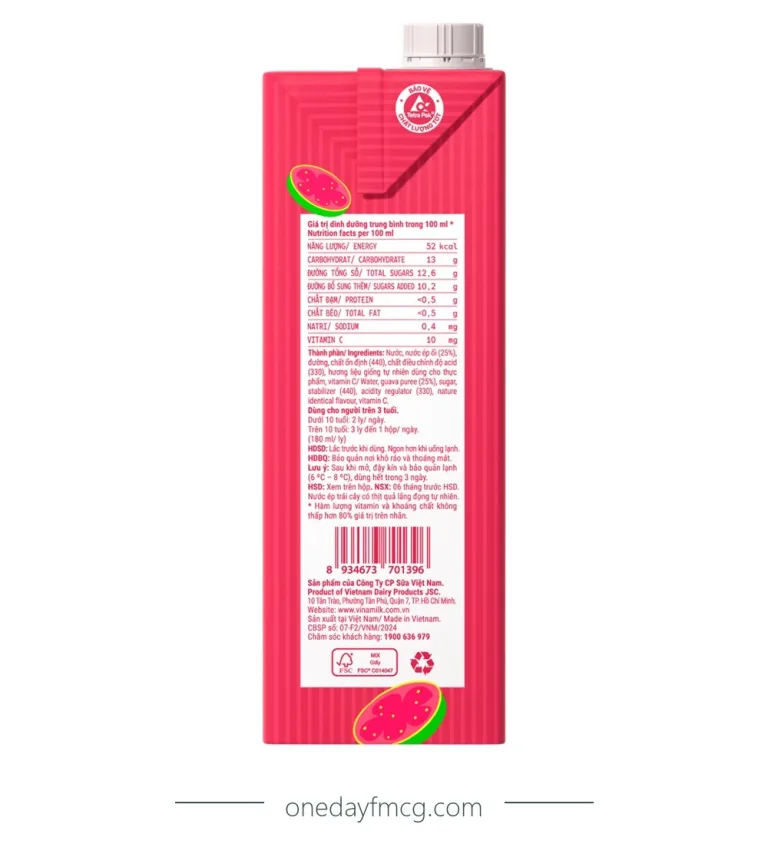 Vinamilk Guava Juice 1L x 12 boxes