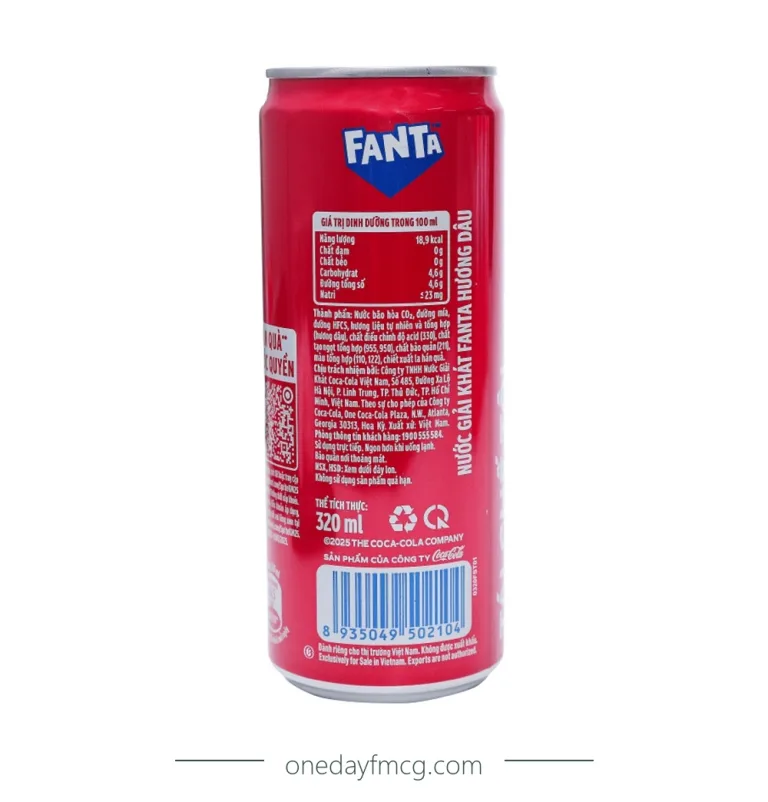 Fanta Strawberry Flavored Soft Drink 320mL