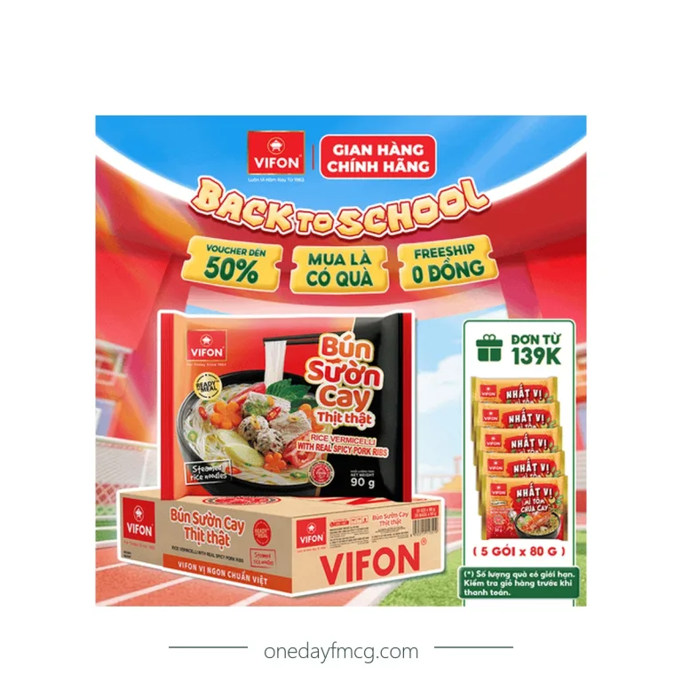 VIFON Bún Sườn Cay Thịt Thật 90g