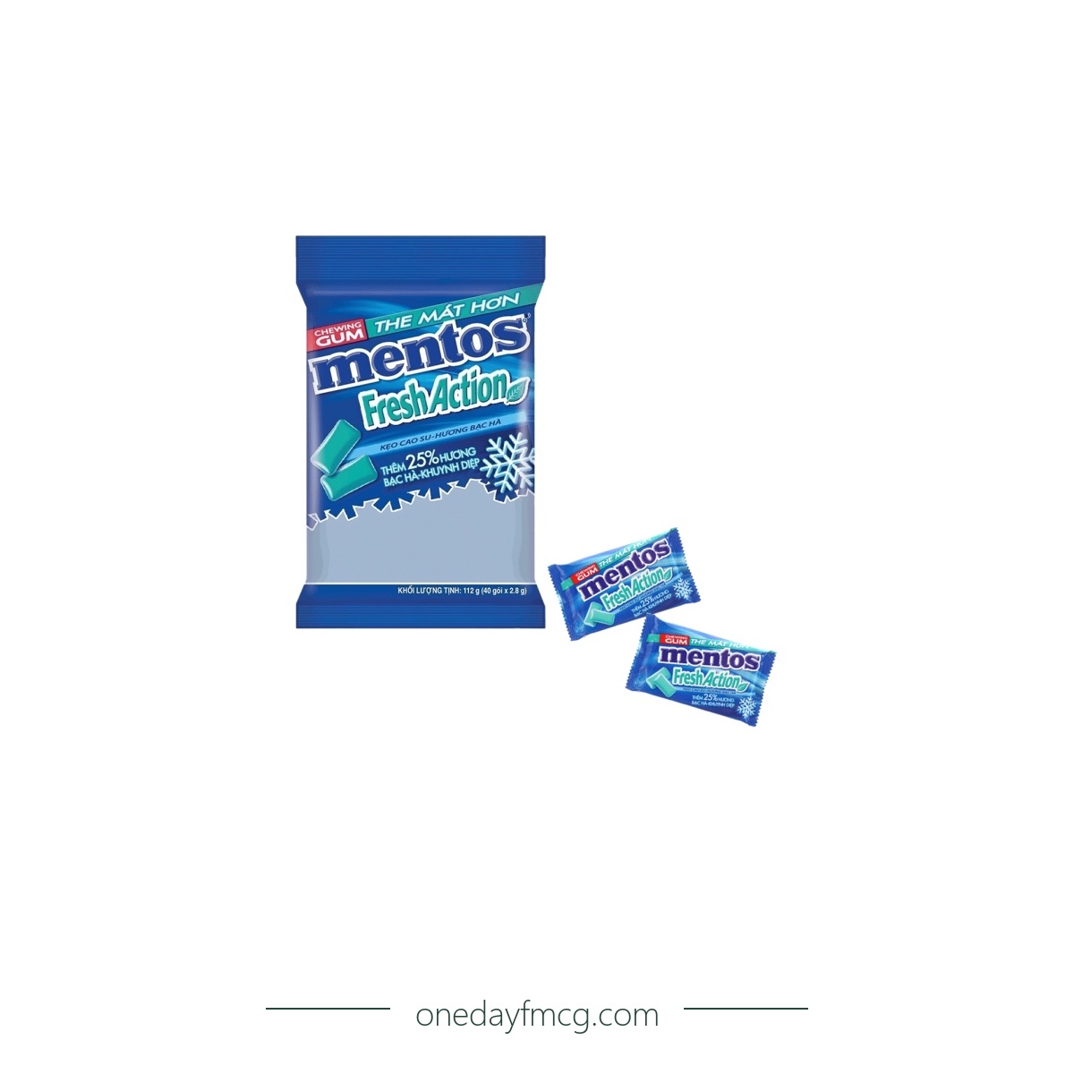 Mentos Fresh Action Chewing Gum Mint 112g (2.8g x 40 pieces) x 45 bags
