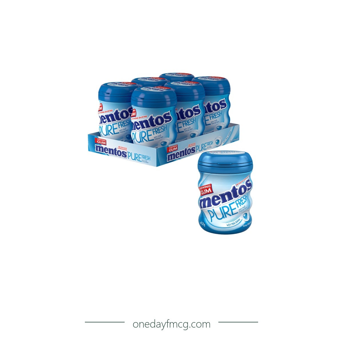 Mentos Sugar Free Pure Fresh Chewing Gum Mint 61.25g x 6 jars x 12 trays