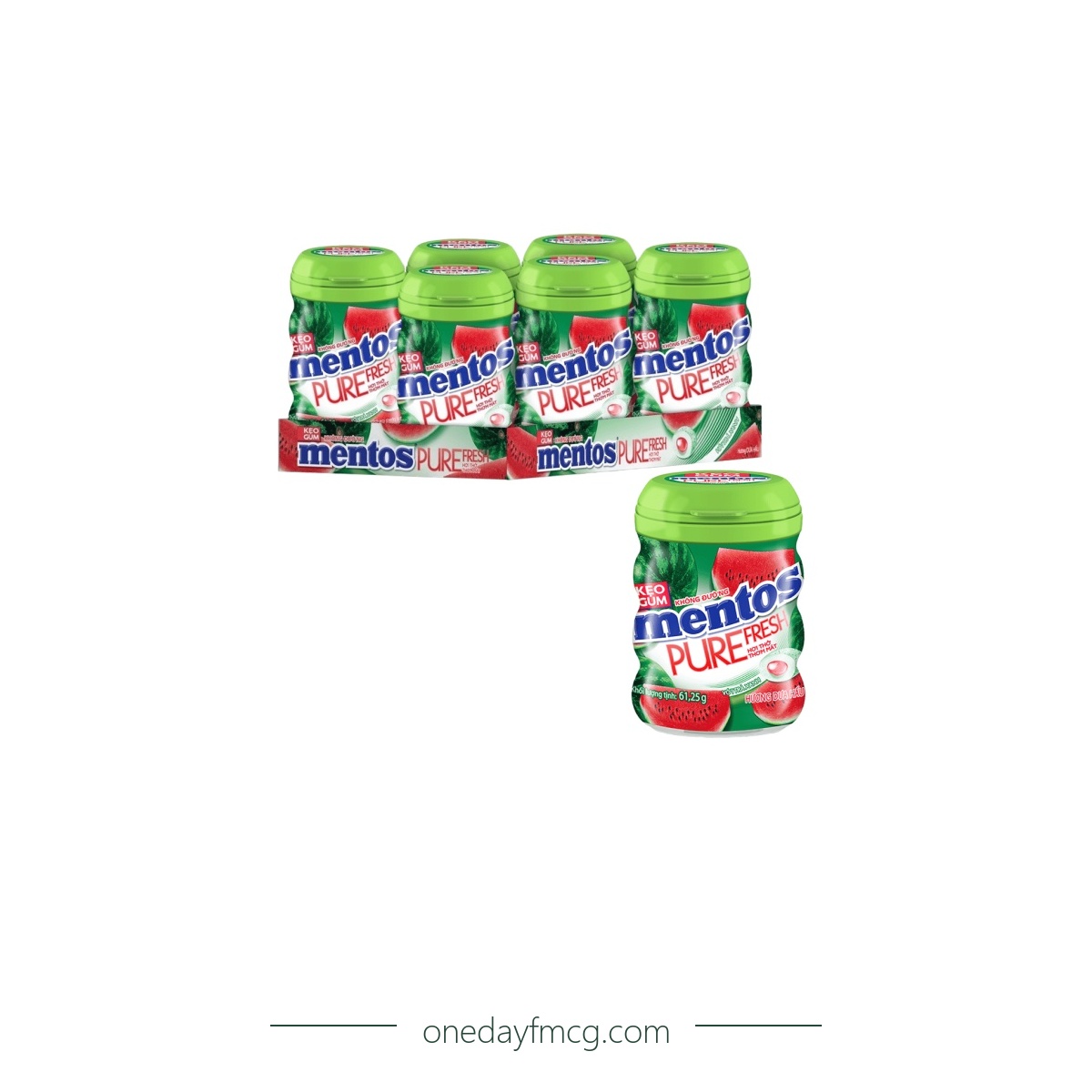 Mentos Sugar Free Pure Fresh Chewing Gum Watermelon 61.25g x 6 jars x 12 trays