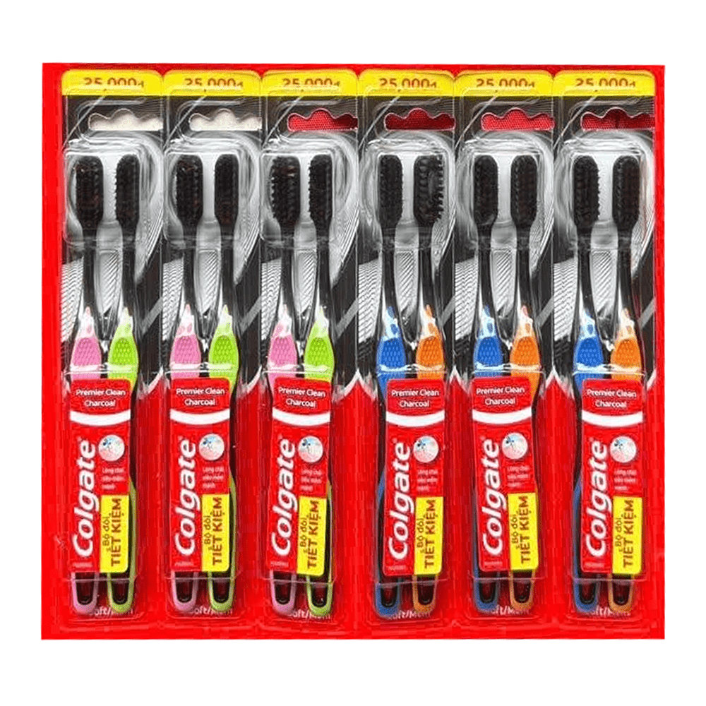 Colgate Toothbrush Premier Clean Charcoal Hanger 6 Packs 2