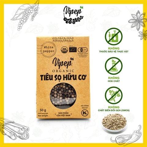 Vipep Farmers Organic White Pepper 50g x 10 Bags